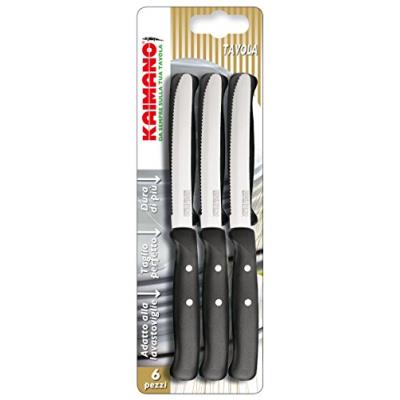 Kaimano kpm031106n premium lot de 6 couteaux de table, lame dentelée, noir