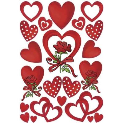Sticker decor coeur et roses 3 x 22 stickers herma 3619