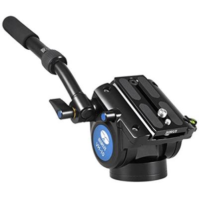 Sirui vh-10 rotule de caméra à inclinaison fluide en aluminium avec sabot rapide 90 mm, base plate et bras ajustable noir