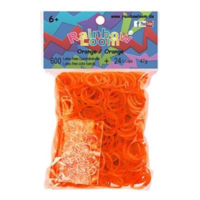 Elastiques rainbow loom original orange - 600 elastiques + 24 fermoirs