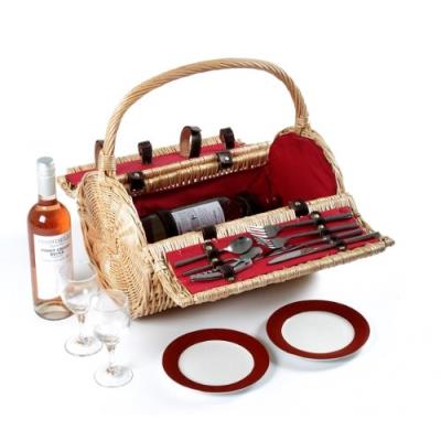 Greenfield collection (i-fulfilment) gg006 henley panier de pique-nique pour 2 personnes avec intérieur rouge bordeaux