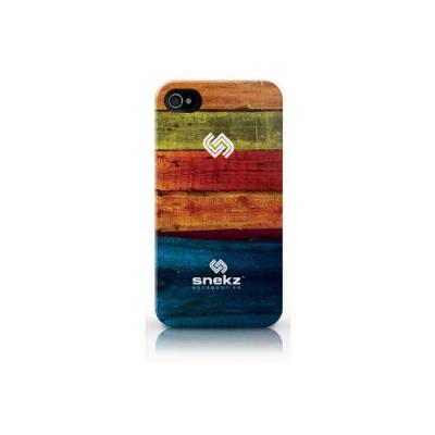 Snekz Painted Wood Etui Rigide Finition Brillante Pour Iphone 4/4S Motif Lattes De Bois Multicolores