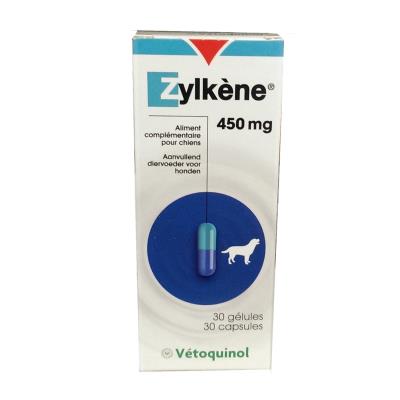 Zylkene compléments alimentaires anti-stress pour chiens et chats 450 mg flacon de 30 gelules