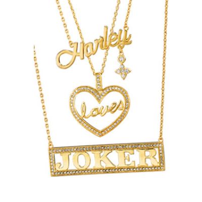Suicide Squad set 3 pendentifs coeur Harley Loves Joker