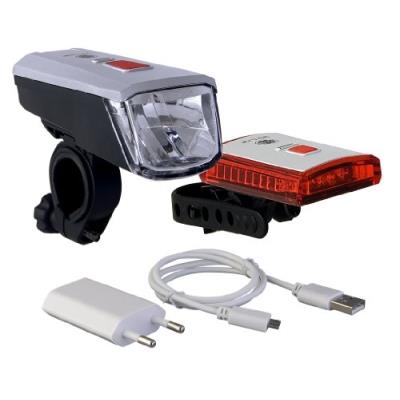Büchel 51125655 kit éclairage pour vélo led 40 lux vancouver-batterie li-ion-chargeur usb avec stvzo autorisées, argent noir, 51