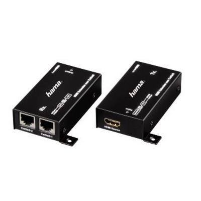 Hama-boîtiers d'extension hdmiâ„¢ via 2 câbles réseau cat5e/6, noir