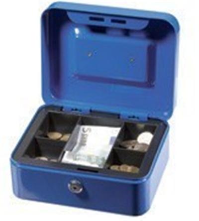 Caisse à monnaie n°2 bleue Solveig 3 casiers intérieurs