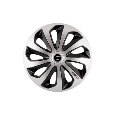 SPARCO SPC1673SVBK Enjoliveur Sicilia, Argent/Noir, Set de 4, 16