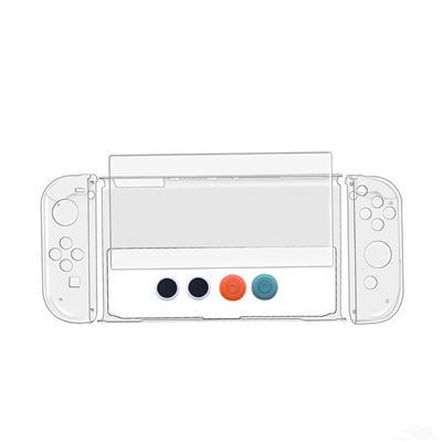 Coque de Protection pour Switch Oled en Silicone 8 en 1 Frusde avec Protecteur d'écran et 4 Capuchon Joystick - Transparent