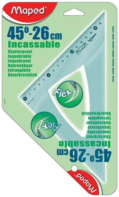 Equerre 45° hypoténuse 26 cm Maped Incassable Flex Bleu