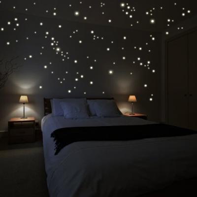 wandkings lot de 250 stickers muraux lumineux fluorescents et brillants dans le noir pour un effet ciel étoilé