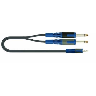 Roksolid câble audio 2 prises jack mâles mono 6,3 mm vers 1 prise jack stéréo 3,5 mm longueur 2 m