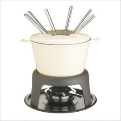 KITCHEN CRAFT APPAREIL À FONDUE EN ÉMAIL AVEC 6 FOURCHETTES CRÈME