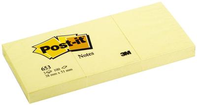 Post-it - Bloc de 100 feuilles Jaune Pastel uni 38x51mm - Lot de 3 blocs