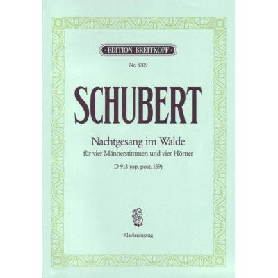 Partitions classique EDITION BREITKOPF SCHUBERT FRANZ - NACHTGESANG IM WALDE D 913 - PIANO Piano
