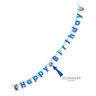 Guirlande anniversaire La Reine des neiges à personnaliser (1 80 m)