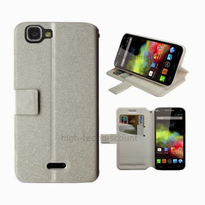 Housse etui coque pochette portefeuille pour Wiko Rainbow + film ecran - BLANC