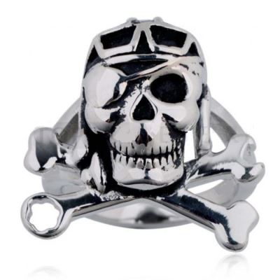chevaliere crane aviateur 11US biker et clé inox bague homme
