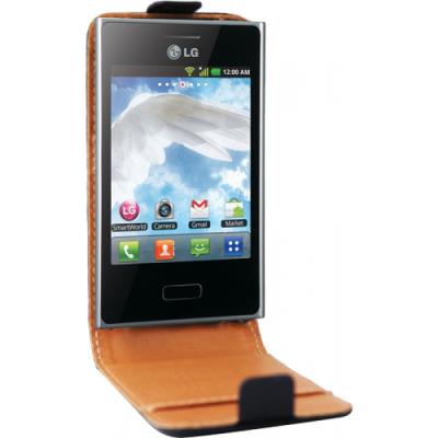 Swiss Charger - Beschermhoes voor mobiele telefoon - leer - zwart - voor LG Optimus L3 E400