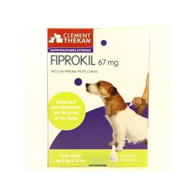 CLEMENT THEKAN FIPROKIL 67 mg Spot-on Chiens de 2 à 10 kg (4 x 0,67 ml)