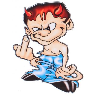 autocollant de voiture Diable Finger 8,5 x 11 cm