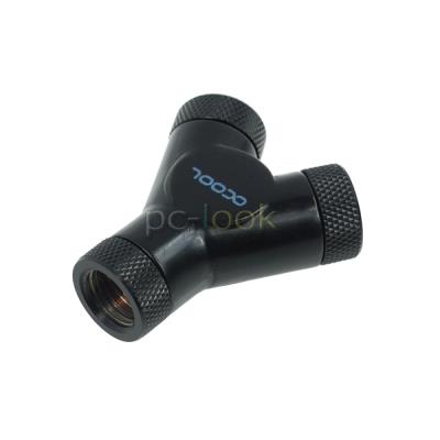 Pièce Métal de Couplage en Y - 3x Filetage 1/4'' Femelle - Noir Mat