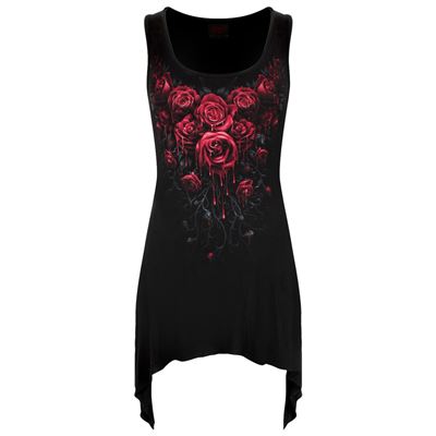 Spiral Robe gothique avec roses ensanglantées noire