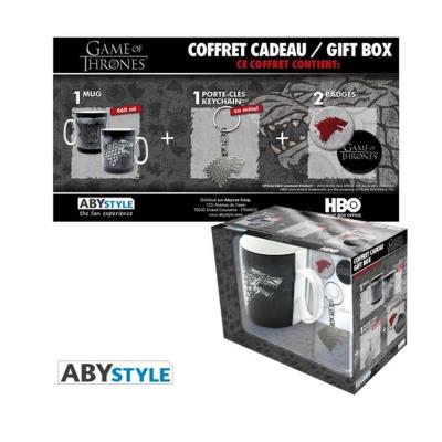 Coffret cadeau games of thrones : mug, porte-clés et badges aby style