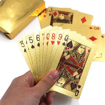 SHOP-STORY - Jeu de 54 cartes plaquées or - Gravé de billets de 100 dollars américain au dos
