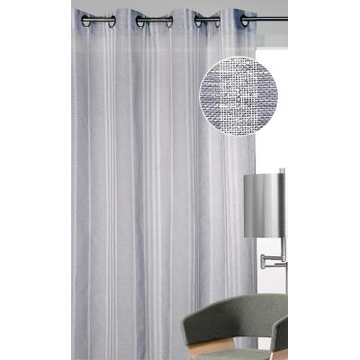 Rideau prêt à poser en 100 % polyester coloris gris - Dim : L 140 x H 260 cm -PEGANE-