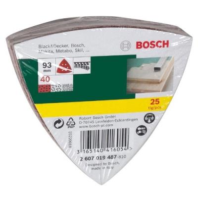 Bosch 2607019487 Lot De Feuilles Abrasives pour Ponceuse Delta Grain 40 25 Pièces