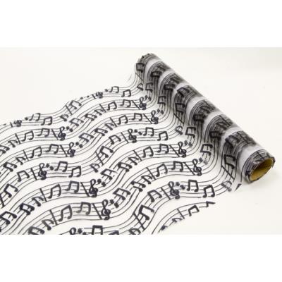 Chemin de table en organza : notes de musique blanc Taille Unique