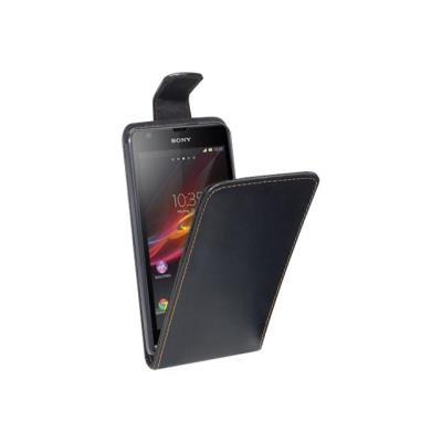 PEDEA Flipcase - Beschermende bedekking voor mobiele telefoon - plastic - zwart - voor Sony XPERIA Z1