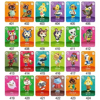 [Série 5] 401/424 Mini Amiibo Cartes pour Animal Crossing Série 5 FONGWAN Compatible avec Nintendo Switch - 24pcs (3*2.2cm) - 1