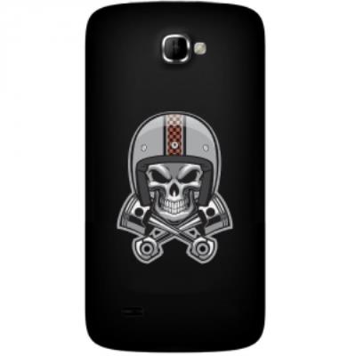 Coque rigide pour Logicom E350 avec impression Motifs tête de mort avec un casque de moto