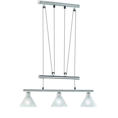 TRIO 3751031-07 LAMPE SUSPENSION YOYO AVEC ARMATURES 3X E14, MAX. 40 W NICKEL MAT ET VERRE OPALE MAT BLANC
