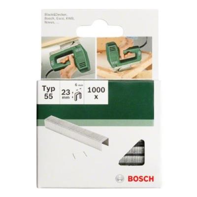 Bosch 2609255844 Set De 1000 Agrafes à Fil Plat Type 55 Largeur 6 Mm Epaisseur 1,08 Mm Longueur 18 Mm