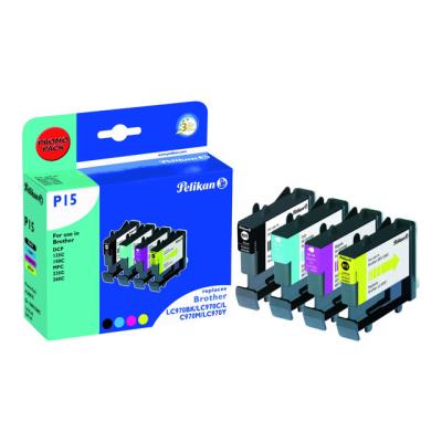 Pelikan P15 - 4 - zwart, geel, cyaan, magenta - inktcartridge (alternative for: Brother LC970BK, Brother LC970C, Brother LC970M, Brother LC970Y)