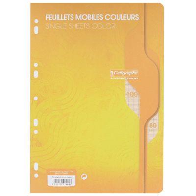 Clairefontaine - Feuille Mobile Jaune  A4 Seyes 80g - Sachet De 50