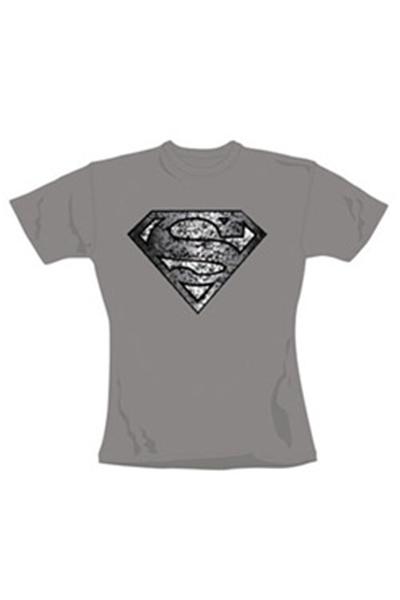 Superman T-Shirt fille Distressed gris (S)