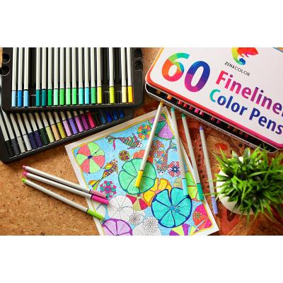 60 Feutres à pointe fine pour coloriage - 60 couleurs uniques