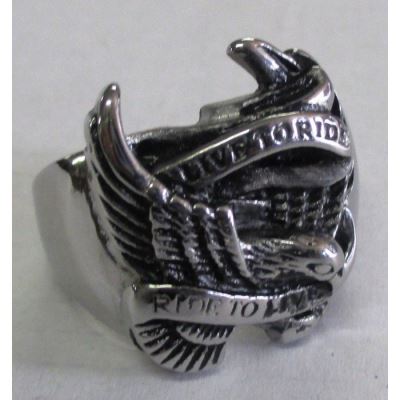 chevaliere live to ride aigle 12US inox bague homme biker motard