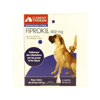 Cl&eacute;ment Th&eacute;kan Fiprokil Tr&egrave;s Grands Chiens 40-60kg 4 pipettes