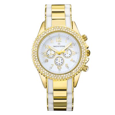 Timothy Stone - AMBER - Montre Femme - Bracelet bi-color en silicone Or, Blanc