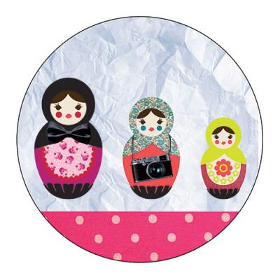 Set de 4 dessous de verres ronds Poupées russes...