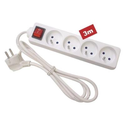 Bloc multiprise, 4 prises avec interrupteur - câble de 3 m velleman eb4s-3