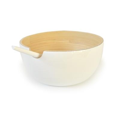 Vaisselle en bambou - bol et cuillère de service RISO - Blanc