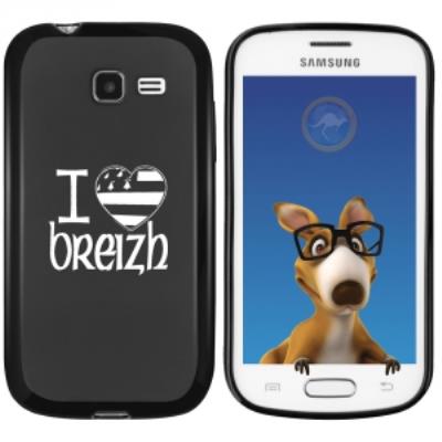 Coque Souple en gel noir pour Galaxy Trend Lite avec impression Motifs drapeau breton I Love Breizh