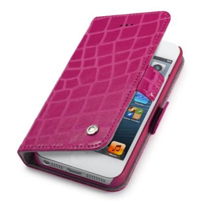 GGMM Pocketbook-A5 Etui Folio en cuir avec porte-cartes pour iPhone 5/5S Rose