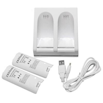 Double chargeur noir + 2 batteries pour Nintendo wii
